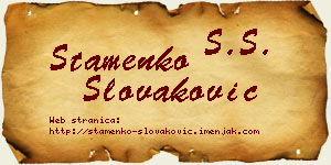 Stamenko Slovaković vizit kartica